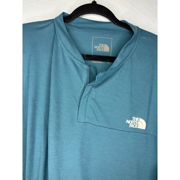The North Face Quarter Zip Henley Men's Size XL Teal Long-Sleeve Shirt Tee - Picture 2 of 6